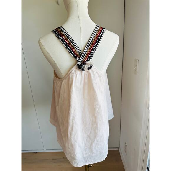 French Connection Bohemian Tank Size 6 Flowy Cream Ethnic Details Indie Vibes - Picture 4 of 9